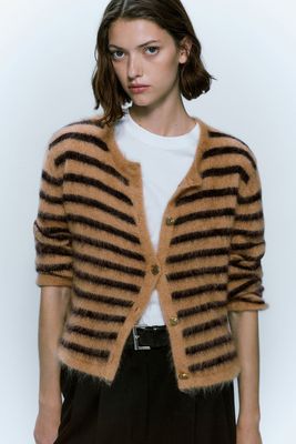 Striped Knit Cardigan With Combed Thread from Massimo Dutti