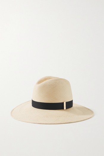 Requiem Cotton Grosgrain-Trimmed Straw Fedora from Gigi Burris