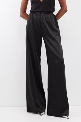 Mandrake Cropped Trousers In Black Satin from 16Arlington