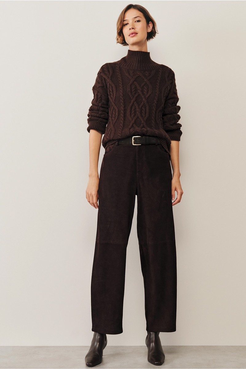 Suede Carrot Ankle Grazer Trousers from The White Company