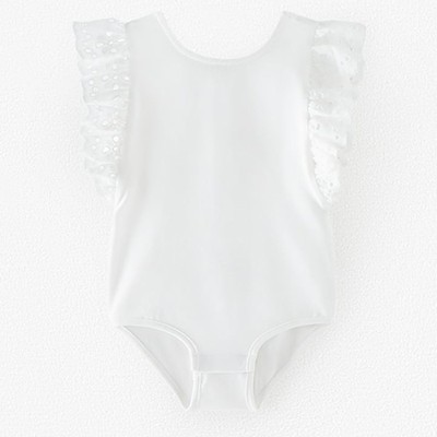 Ruffled Bodysuit With Swiss Embroidery