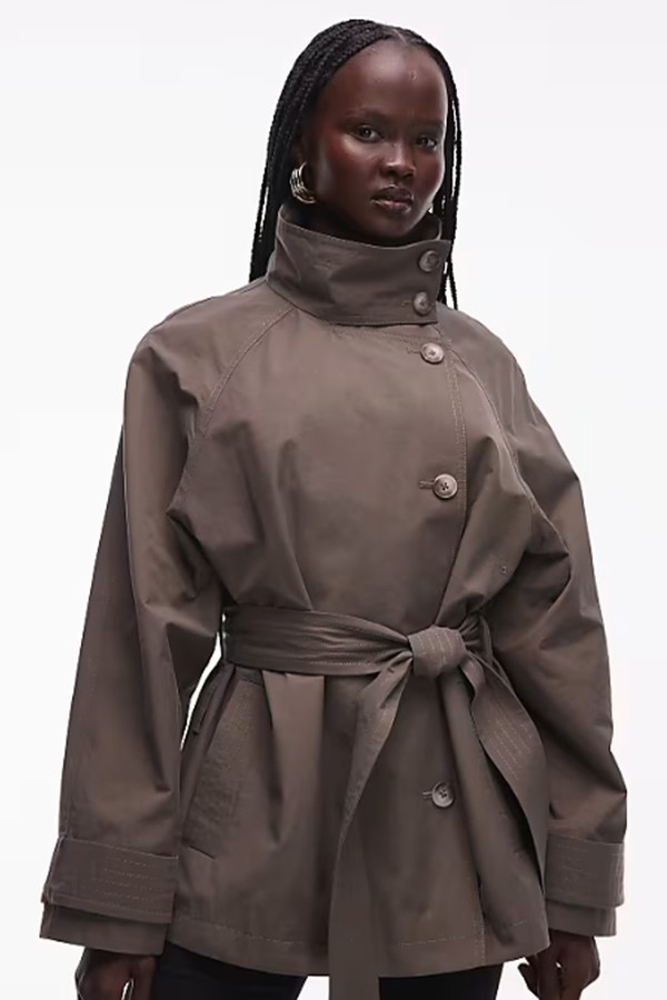 Funnel Neck Tie Belt Trench Coat from ASOS Design