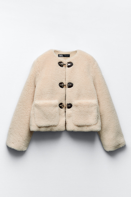 Faux Shearling Jacket With Lobster Clasps