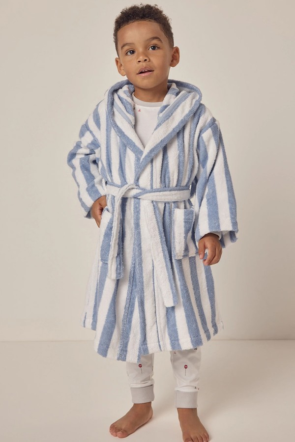 Organic Cotton Stripe Towelling Robe from The White Company