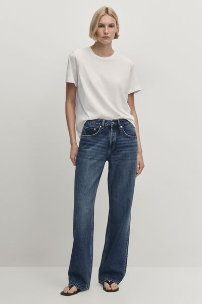 Mid-Rise Wide-Leg Full Length Jeans