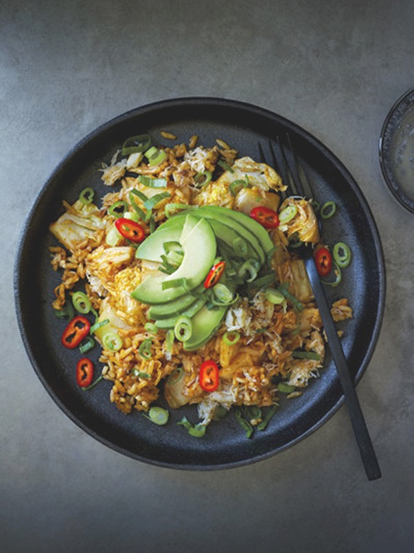 Kimchi-Fried Rice With Crab & Avocado
