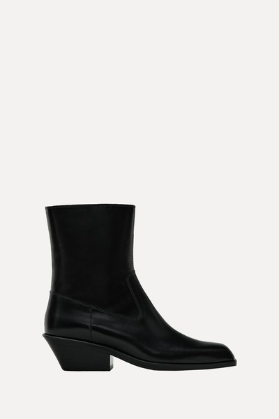 Heeled Square-Toe Ankle Boots from Massimo Dutti