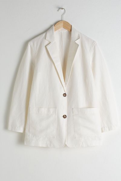 Oversized Tortoise Button Linen Blend Blazer from & Other Stories