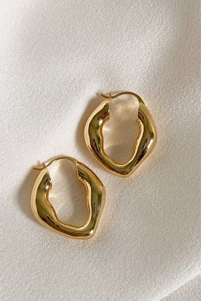 18k Gold Organic Hoop Earrings, £20, Grey Collective