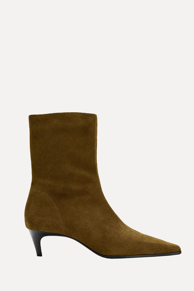 Split Suede Kitten Heel Ankle Boots from Zara