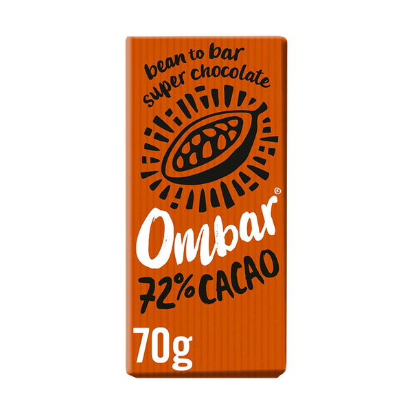 72% Cacao Organic Vegan Fair Trade Dark Chocolate from Ombar