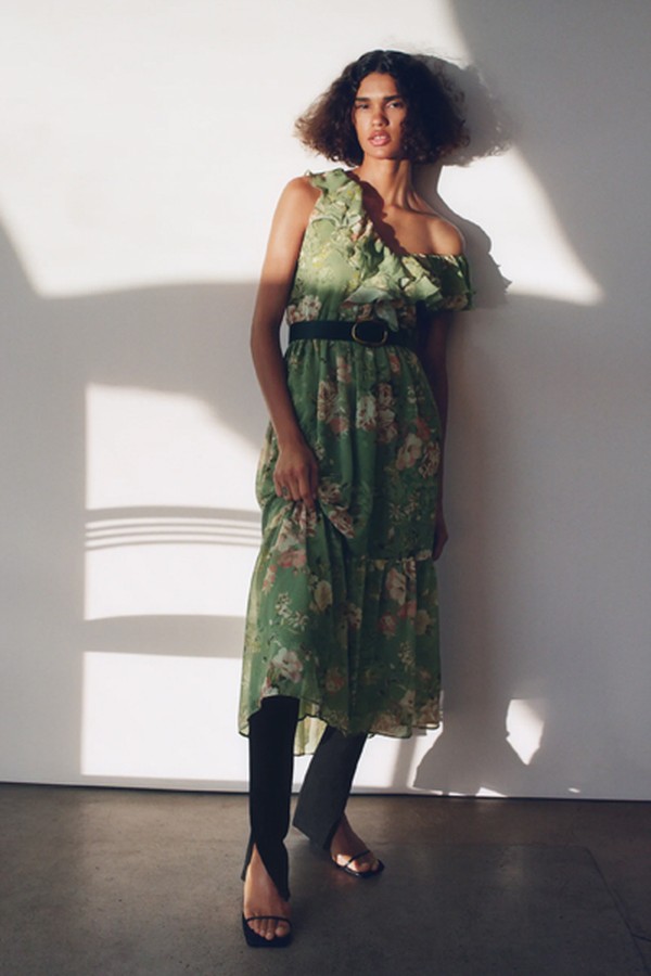 Ruffled Printed Dress