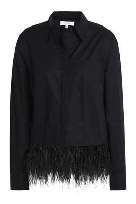 Feather-Trimmed Cotton-Poplin Shirt from Milly