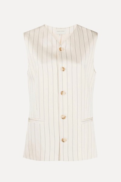 Cetina Pinstriped Woven Vest from Loulou Studio