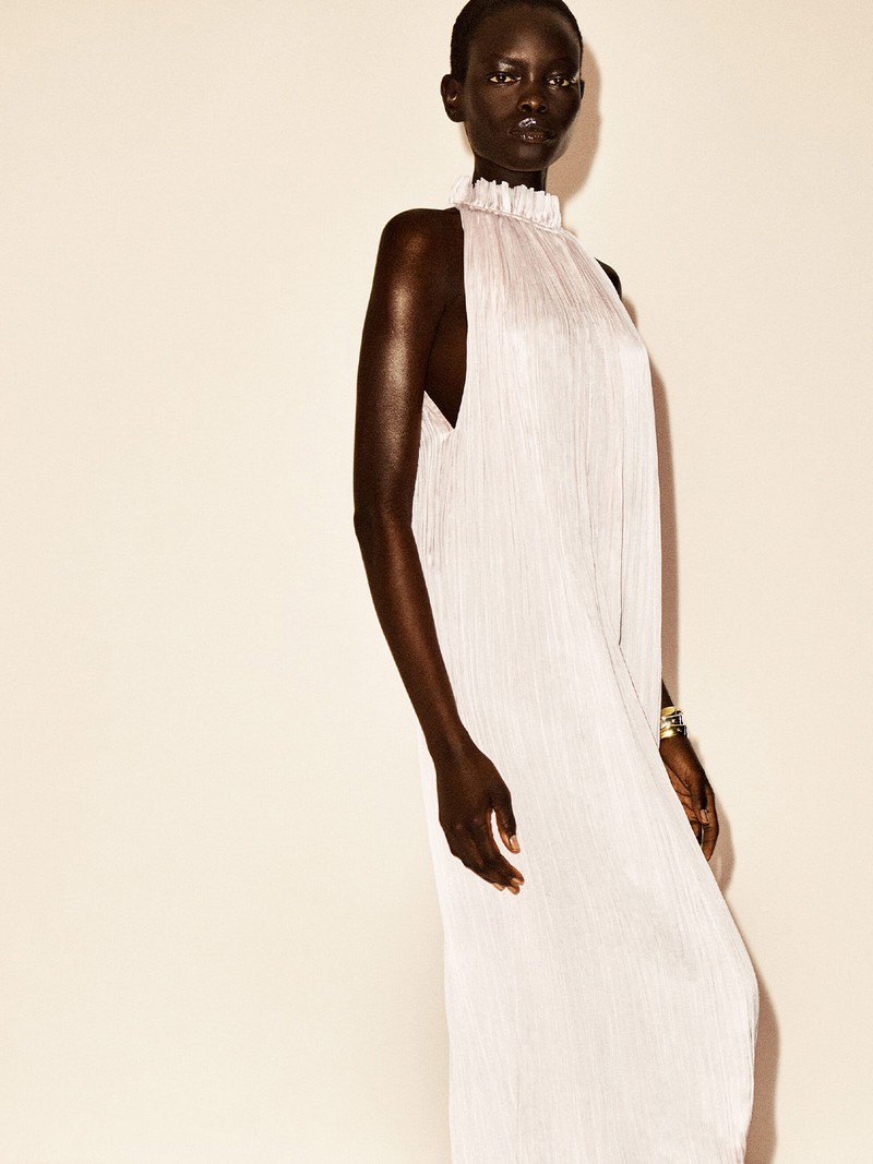 Crinkled-Satin Midi Dress from COS