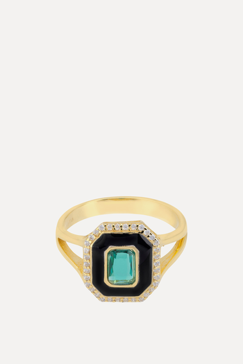 Emerald & Enamel Cocktail Ring from Latelita