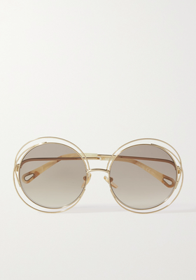 Carlina Oversized Round-Frame Gold-Tone Sunglasses from Chloé