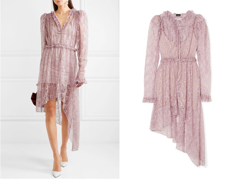Morelia Asymmetric Ruffled Silk-Lace Dress from Magda Butrym
