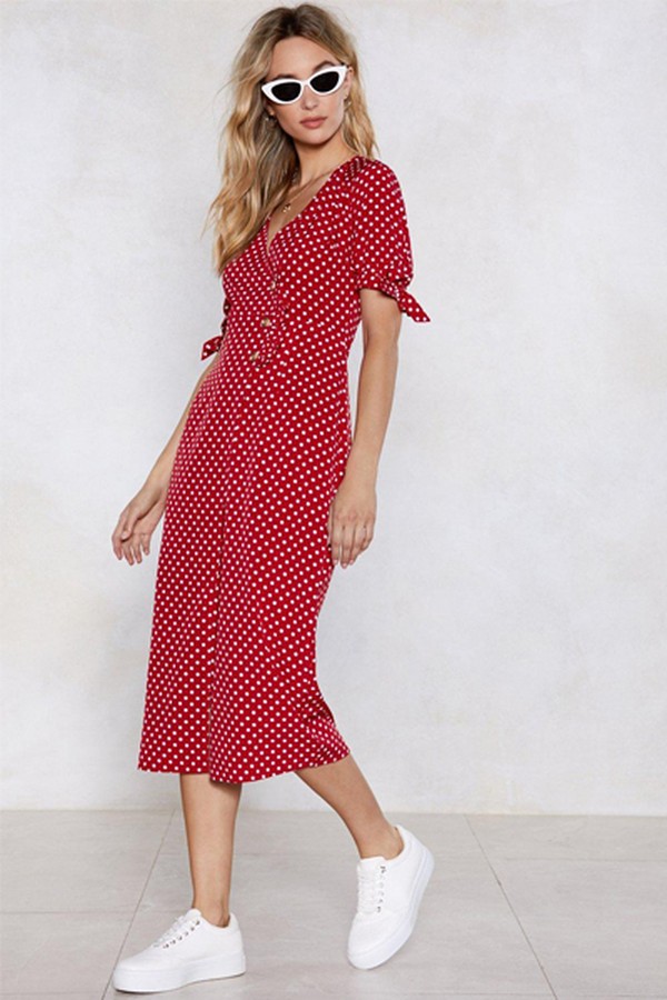 On The  Spot Polka Dot Dress