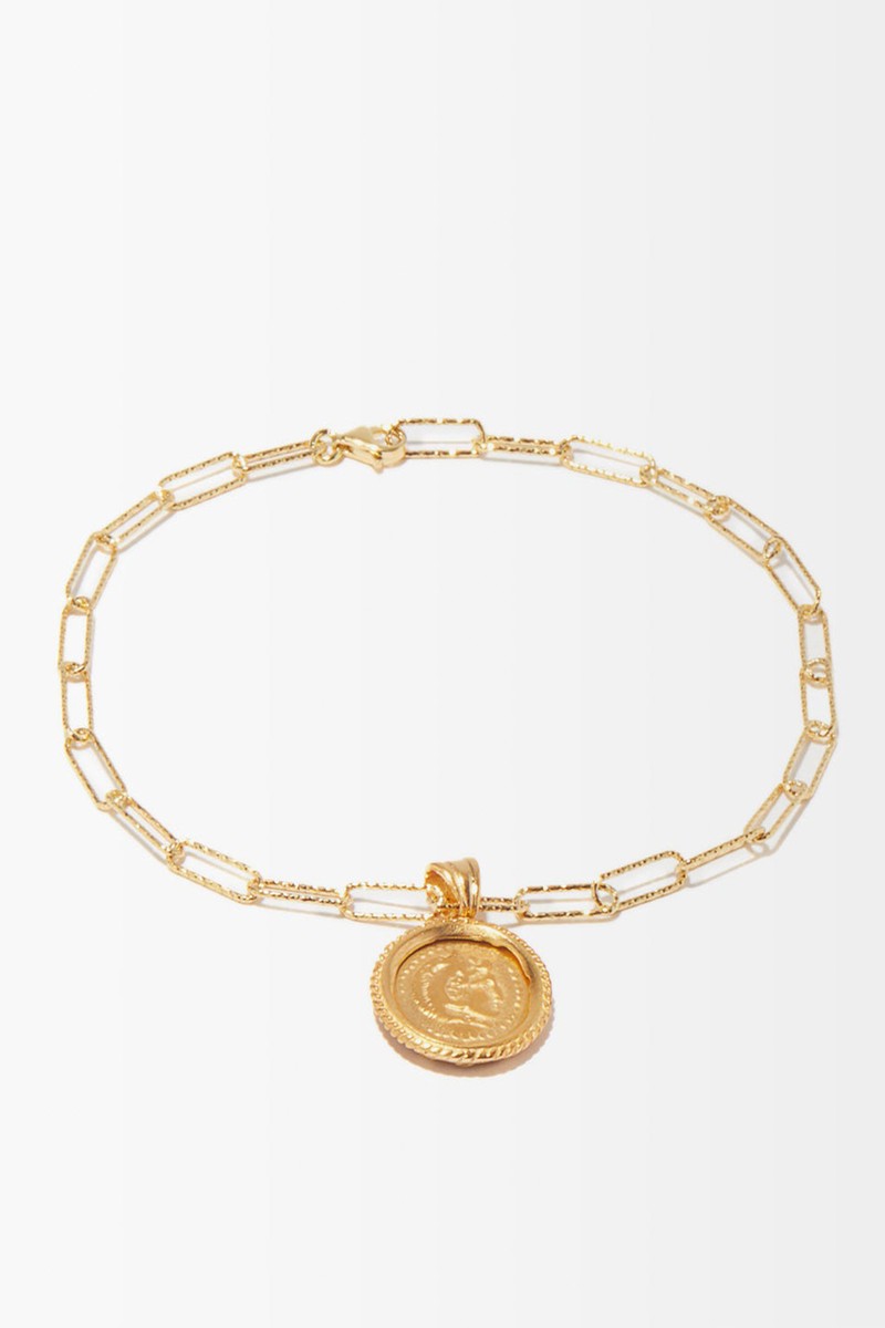 Hercules Coin Gold-Plated Anklet from Hermina Athens