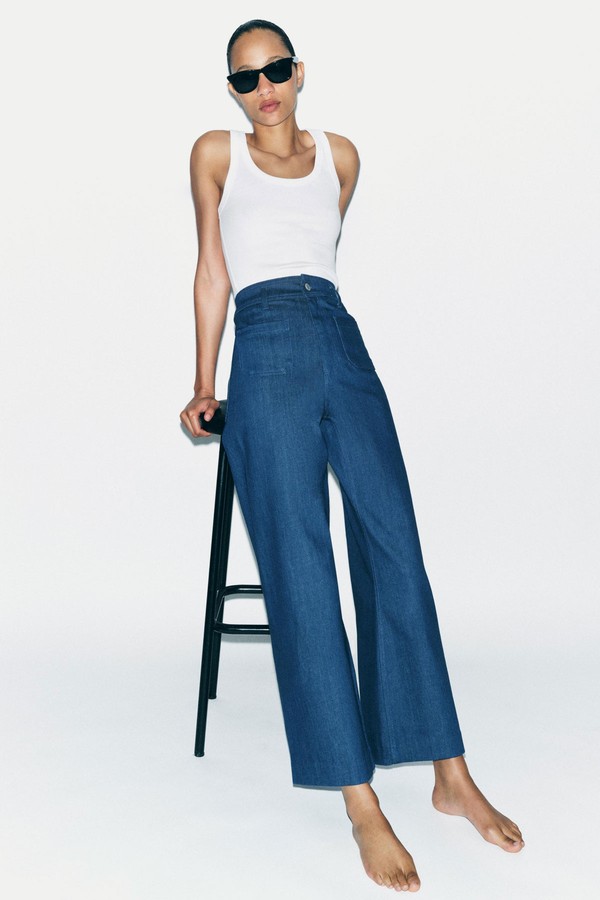 High-Waist Wide-Leg Jeans With Pockets