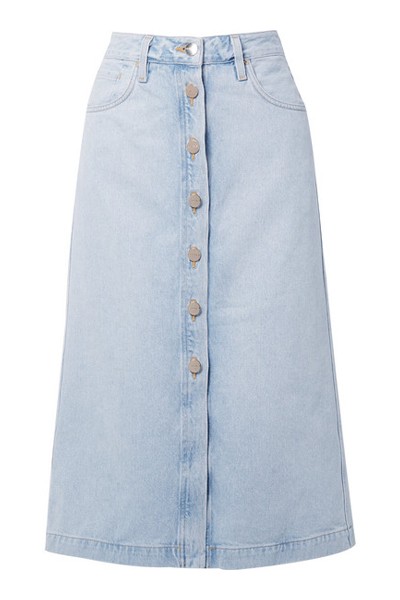 Button Down Denim Skirt from Goldsign