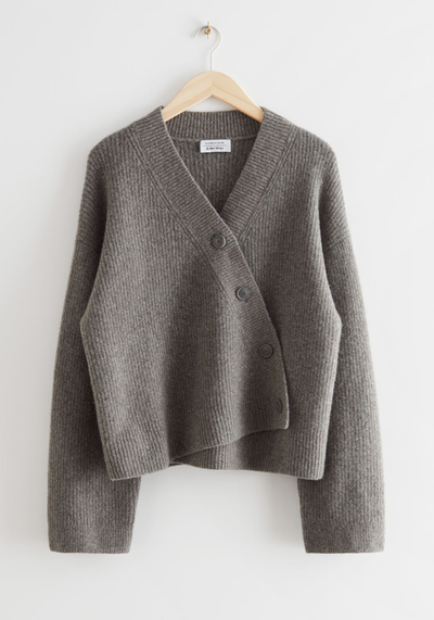 Relaxed Asymmetrical Knit Cardigan