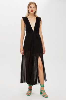 Ruffle Pleat Plunge Dress from Topshop