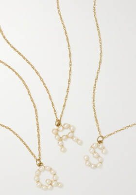 Initial 10-Karat Gold Pearl Necklace from Stone And Strand 