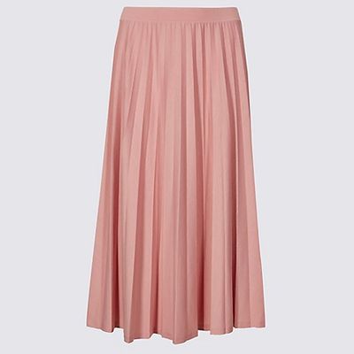 Jersey Pleated Midi Skirt