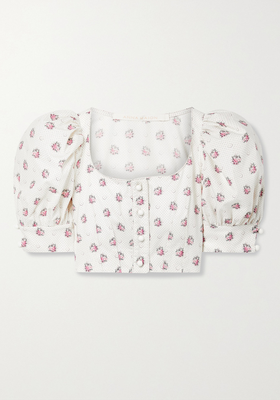 Rosi Cropped Floral-Print Cotton-Poplin Top from Anna Mason
