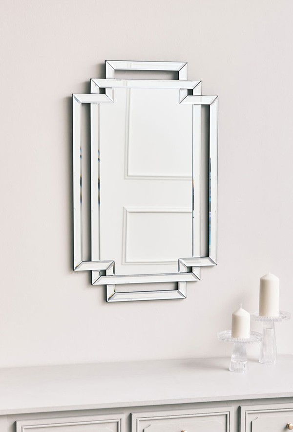 Glass Framed Art Deco Rectangle Wall Mirror from Melody Maison