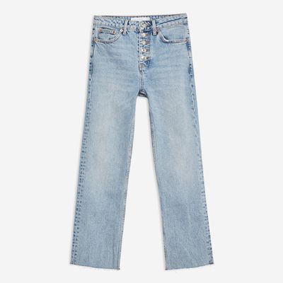 Bleached Button Fly Straight Leg Jeans from Topshop