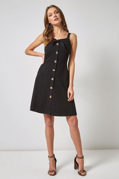 Black Button Through Camisole Dress