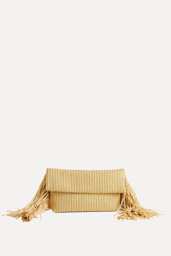 Tassel Oversized Weave Clutch Bag