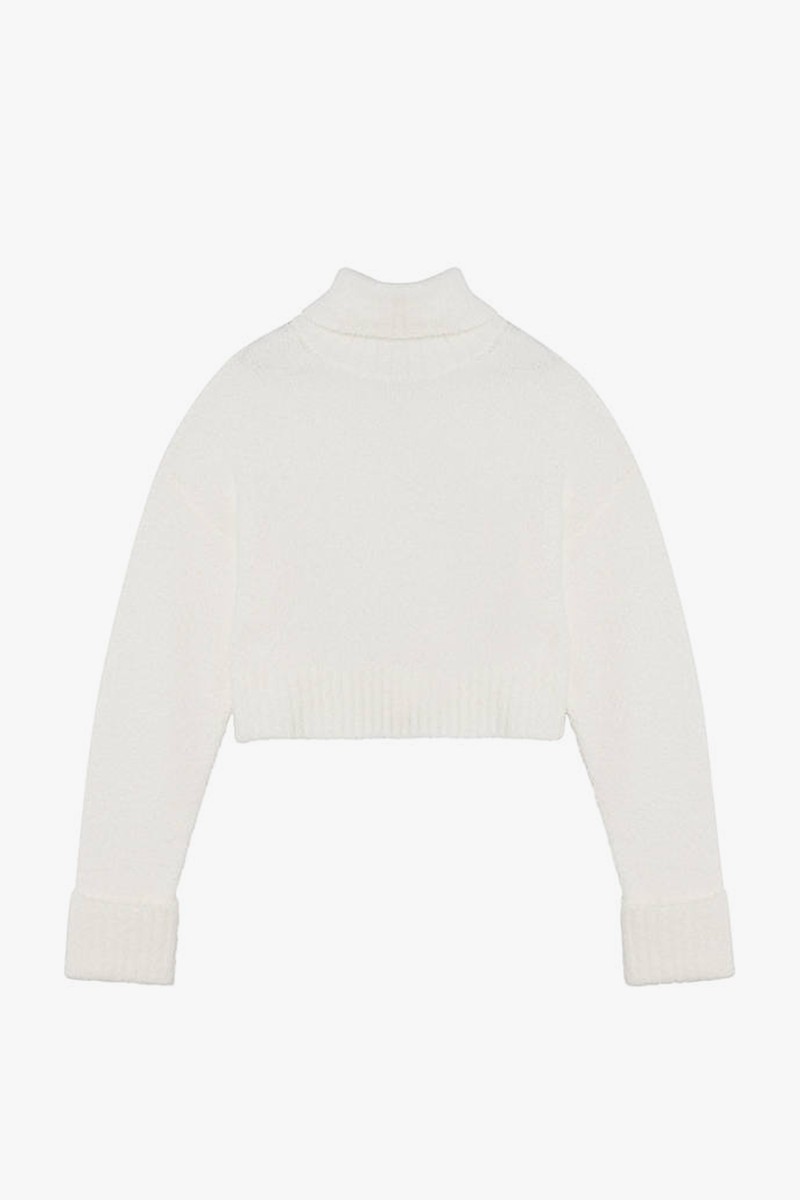Wool Blend Boucle Roll Neck Cropped Jumper from Calvin Klein