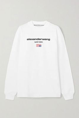 Oversized Embroidered Printed Cotton-Jersey Top from Alexander Wang