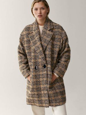 Check Coat With Colour Contrast
