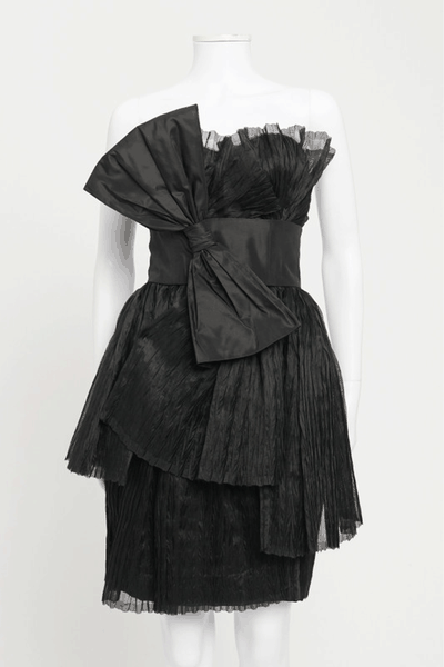 Black Tulle Sleeveless Bow Detail Preowned Dress from Marchesa