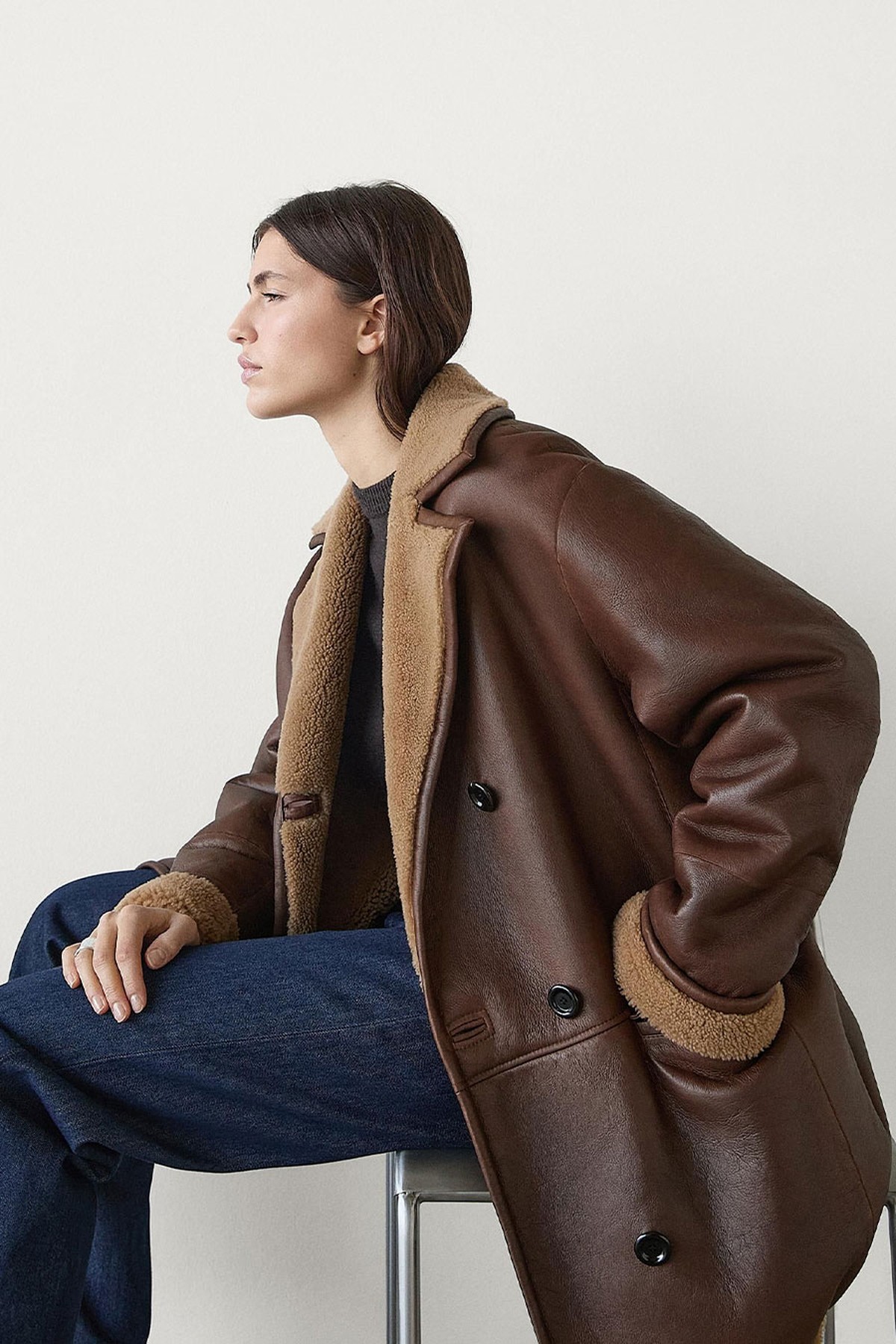 Crossover Shearling Coat from Massimo Dutti