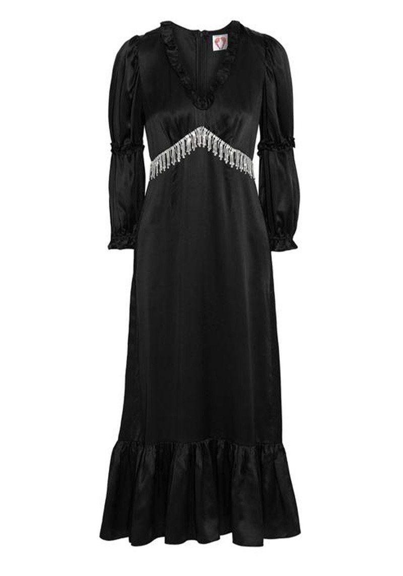 Black Crystal-Embellished Satin Midi Dress from Shrimps