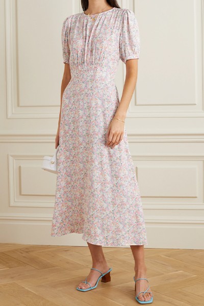 Beline Floral-Print Crepe Midi Dress