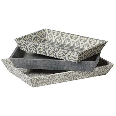 Set Of Three Very Useful Ikat Trays from Oka