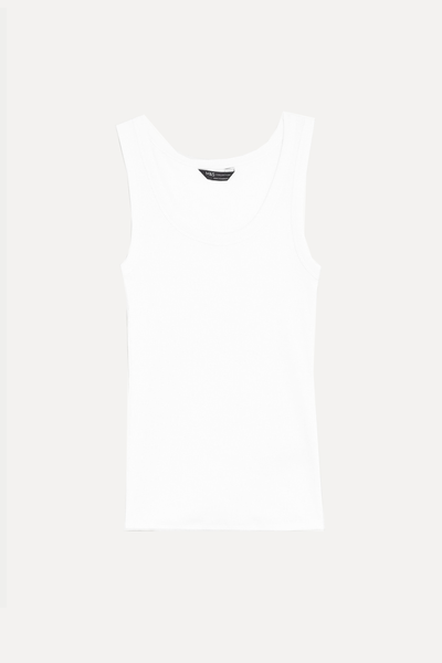 Cotton Rich Ribbed Slim Fit Vest Top from M&S