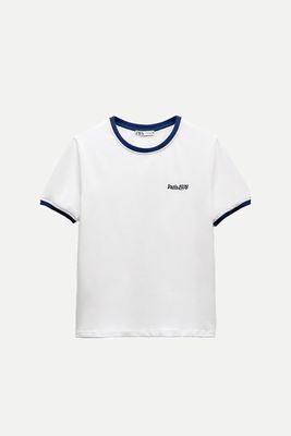 T-Shirt With Embroidered Slogan from Zara