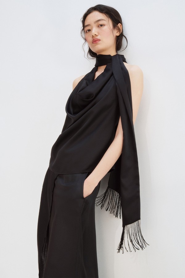 Scarf-Detail Satin Top from H&M