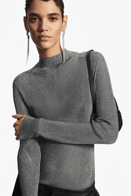 High-Neck Ribbed-Knit Top from COS