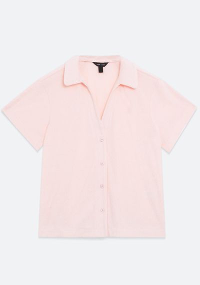 Towelling Short Sleeve Beach Shirt from New Look