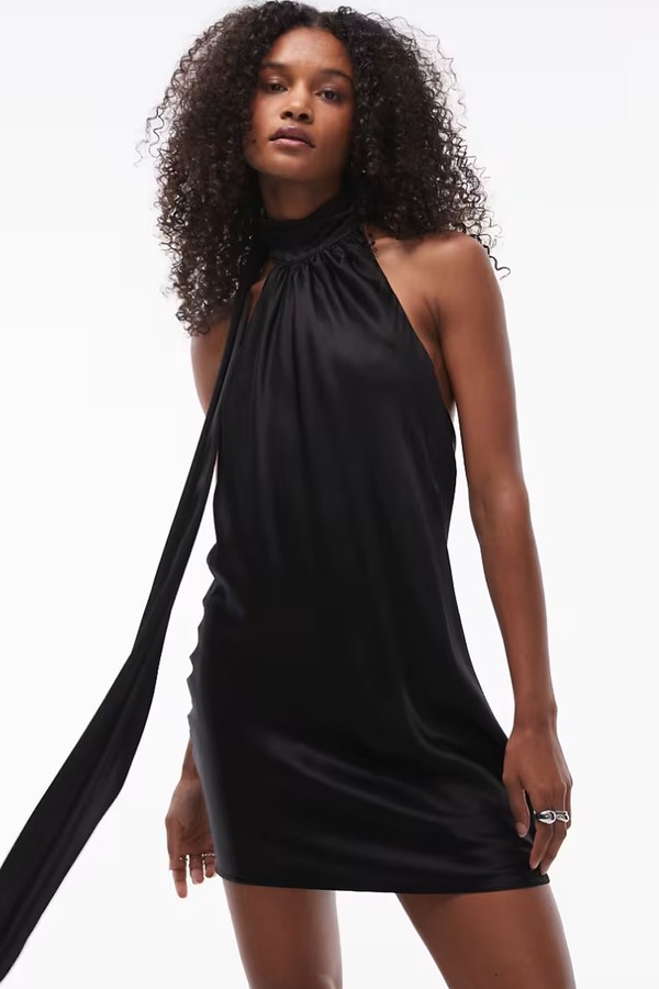 Halterneck Scarf Detail Mini Dress from Topshop