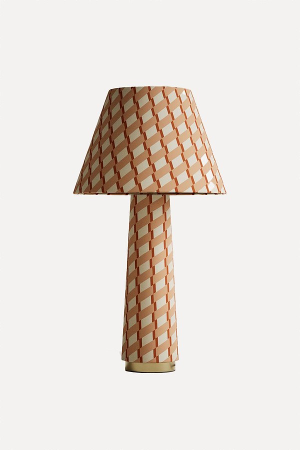 Fabric Geometric Print Table Lamp